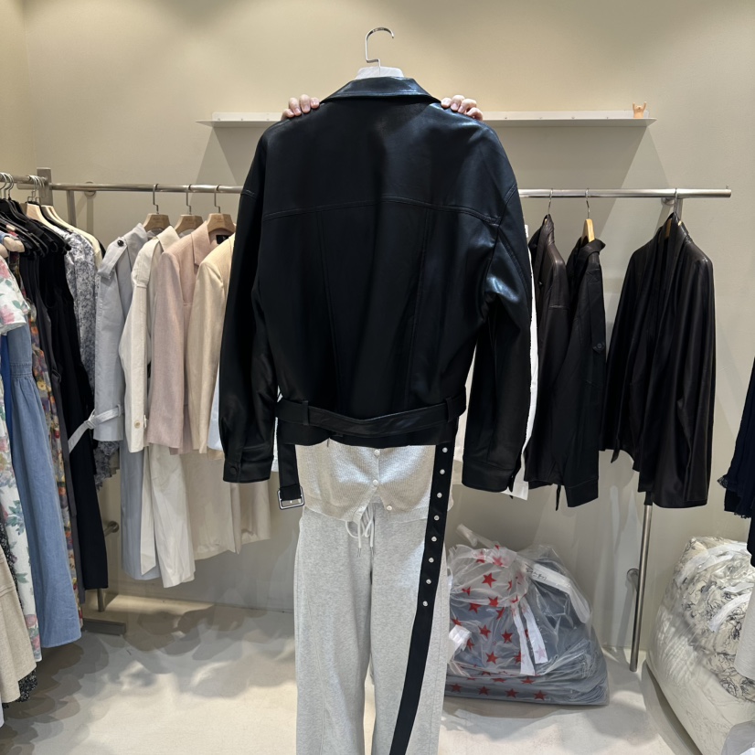 HER/PLAYLIST韓國代購女裝新款時尚休閑26春夏夾克含腰帶拉鏈HER/PLAYLIST夾克