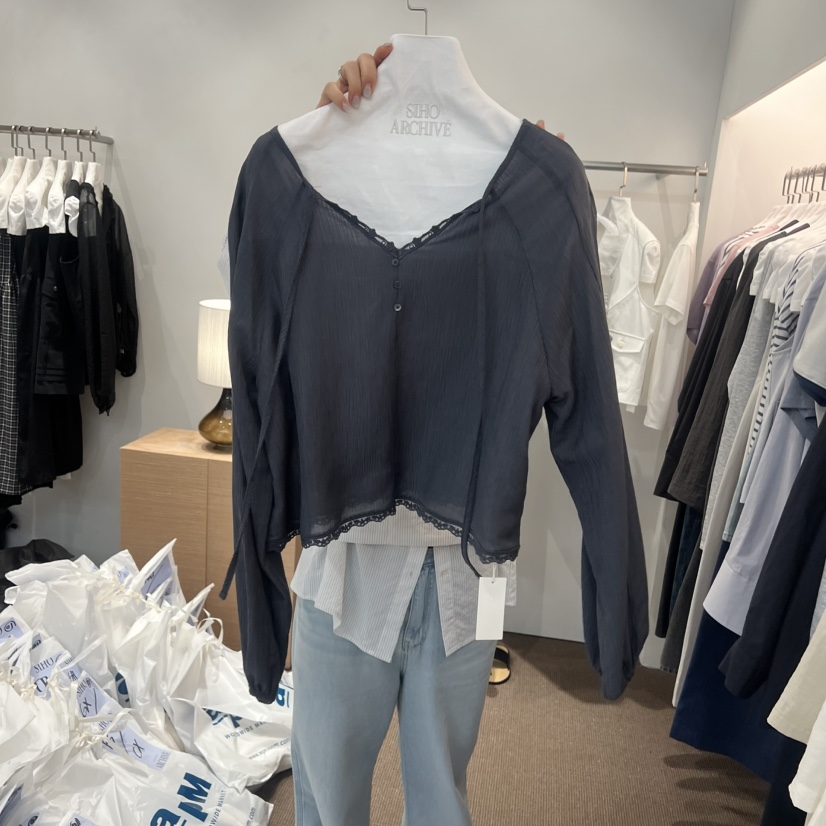 SIHO ARCHIVE韓國東大門代購女裝新品26春夏人氣襯衫蕾絲衫SIHO ARCHIVE襯衫/蕾絲衫圖色2