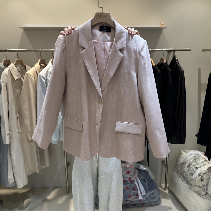 HER/PLAYLIST韓國東大門直郵女裝新品人氣26春夏夾克亞麻HER/PLAYLIST夾克圖色1