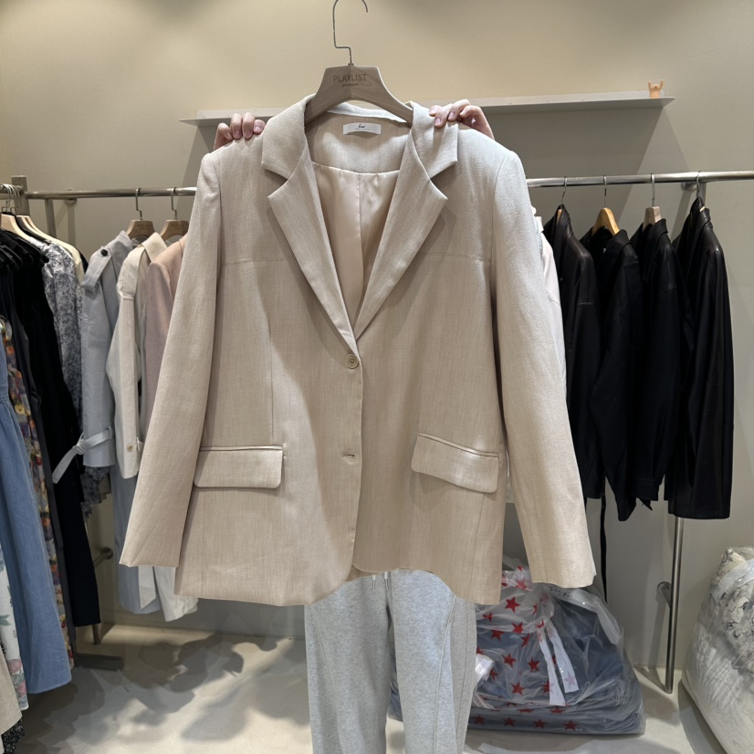 HER/PLAYLIST韓國東大門直郵女裝新品人氣26春夏夾克亞麻HER/PLAYLIST夾克圖色2