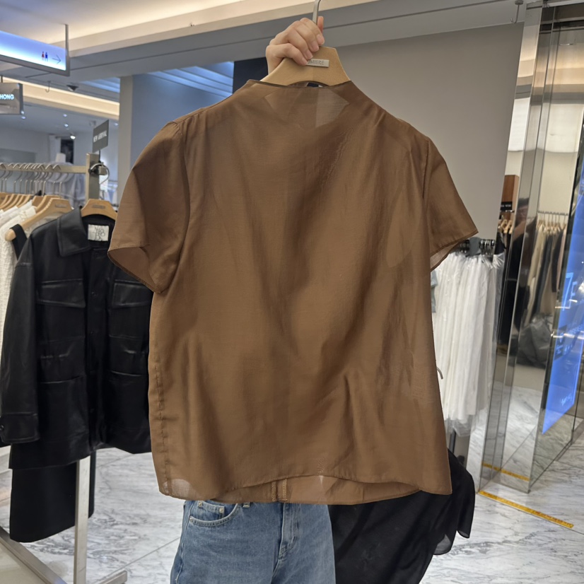 MER韓國代購女士新品職業人氣推薦熱賣26春夏時尚襯衫蕾絲衫MER/ANGELO BIANCO襯衫/蕾絲衫圖色2