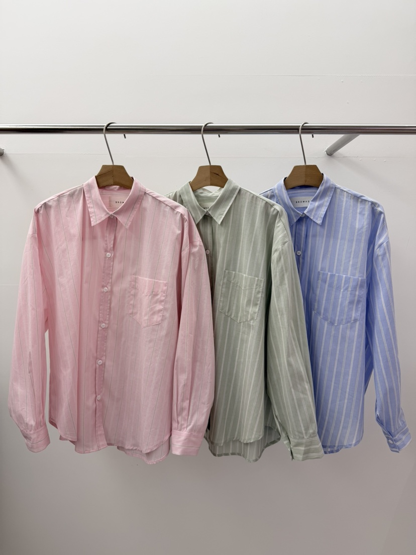 BROWNS-P韓國東大門代購女士新款人氣休閑襯衫蕾絲衫條紋鵝BROWNS-P襯衫/蕾絲衫