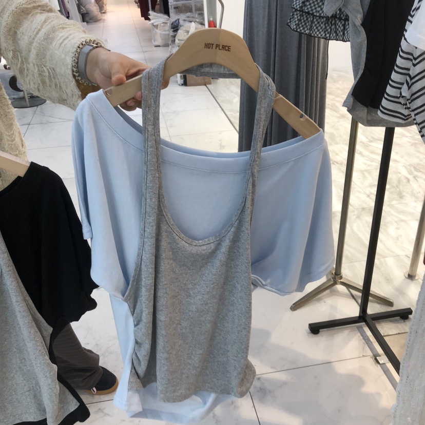 DREAM GIRIS/HOT PLACE韓國東大門代購女裝新款熱賣T恤假兩件DREAM GIRIS/HOT PLACET恤圖色1