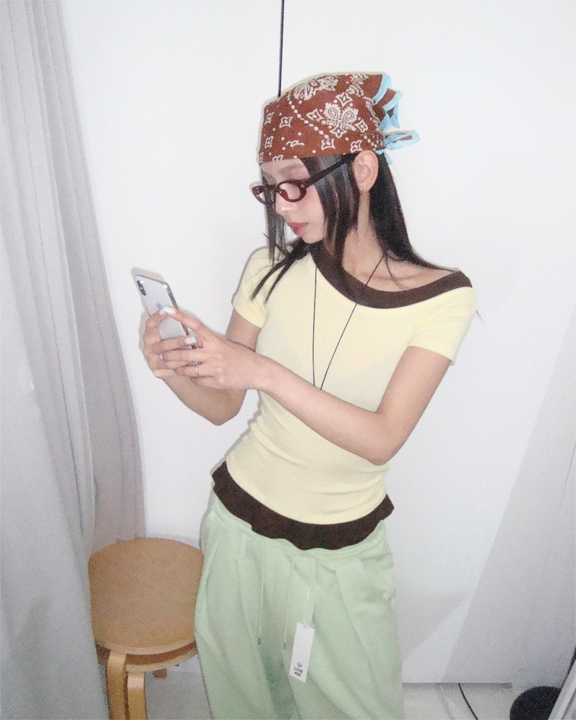 LIVE AID-P韓國東大門代購女士新品26春夏T恤假兩件疊穿LIVE AID-PT恤