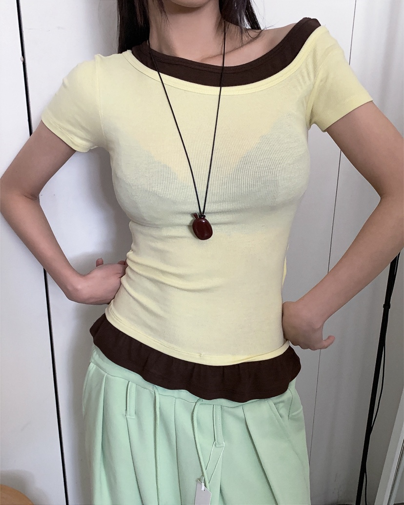 LIVE AID-P韓國東大門代購女士新品26春夏T恤假兩件疊穿LIVE AID-PT恤