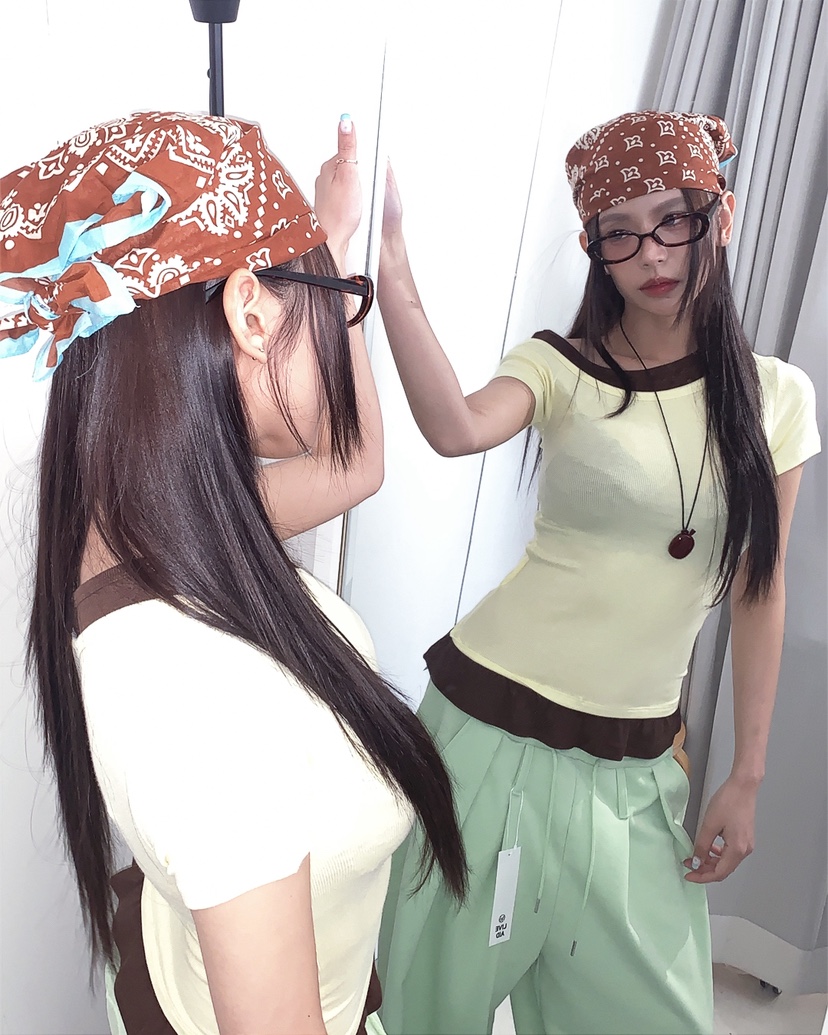 LIVE AID-P韓國東大門代購女士新品26春夏T恤假兩件疊穿LIVE AID-PT恤