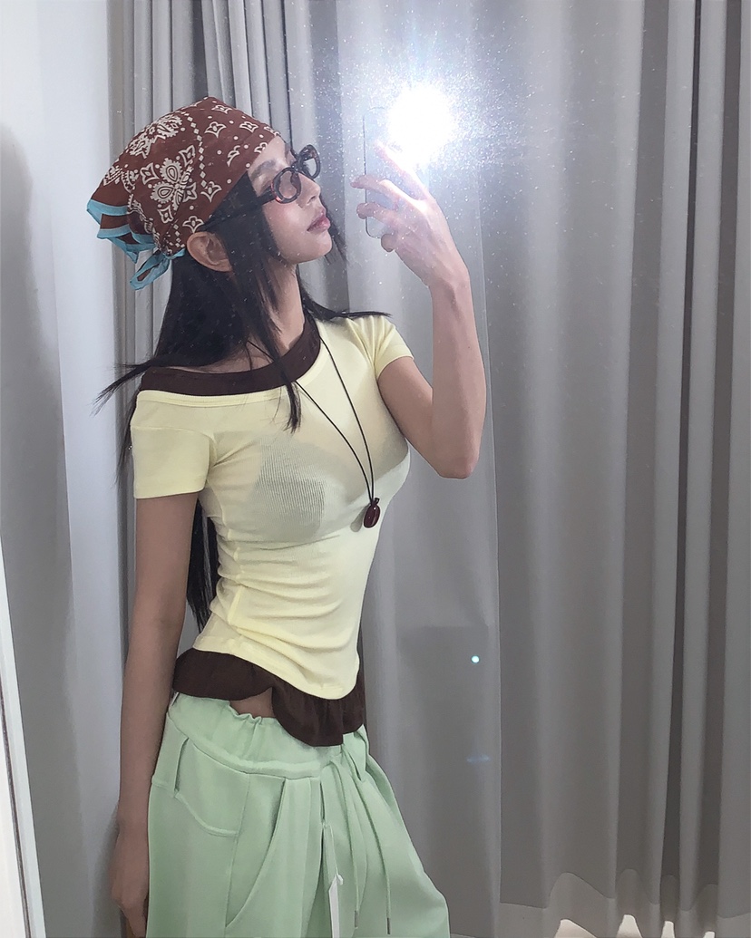 LIVE AID-P韓國東大門代購女士新品26春夏T恤假兩件疊穿LIVE AID-PT恤