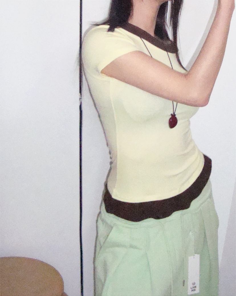 LIVE AID-P韓國東大門代購女士新品26春夏T恤假兩件疊穿LIVE AID-PT恤