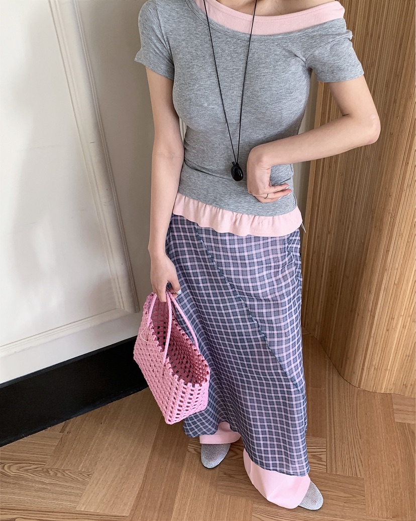 LIVE AID-P韓國東大門代購女士新品26春夏T恤假兩件疊穿LIVE AID-PT恤