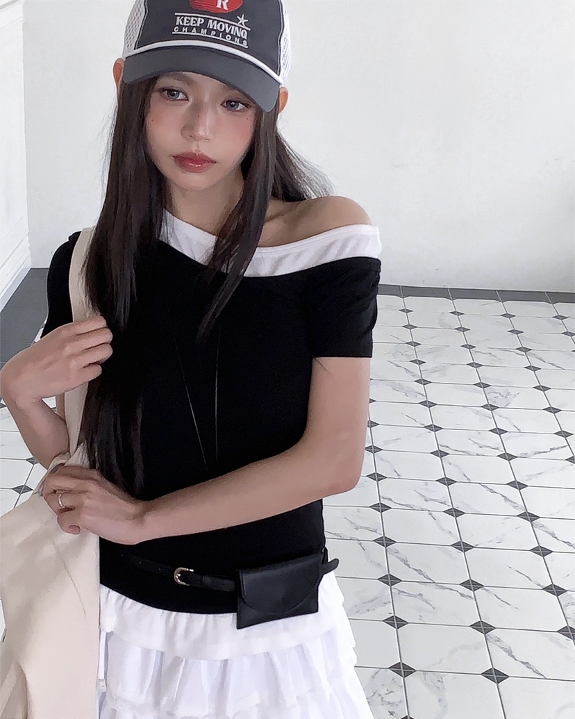 LIVE AID-P韓國東大門代購女士新品26春夏T恤假兩件疊穿LIVE AID-PT恤