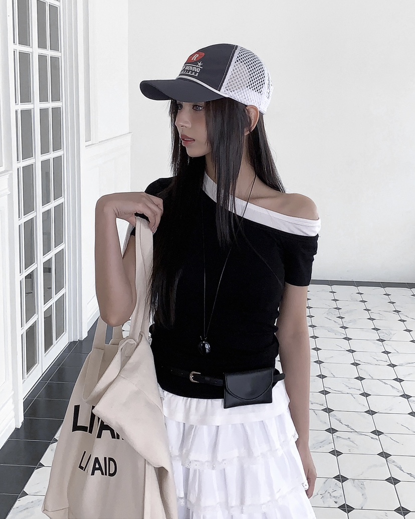 LIVE AID-P韓國東大門代購女士新品26春夏T恤假兩件疊穿LIVE AID-PT恤