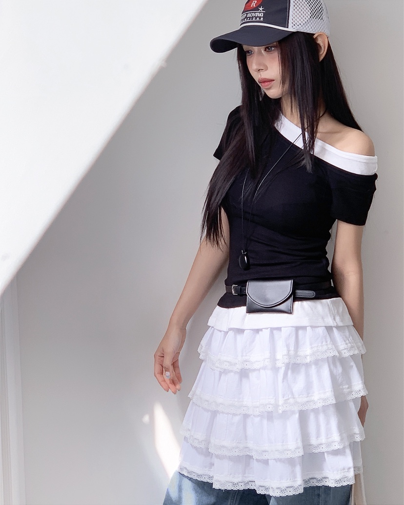 LIVE AID-P韓國東大門代購女士新品26春夏T恤假兩件疊穿LIVE AID-PT恤