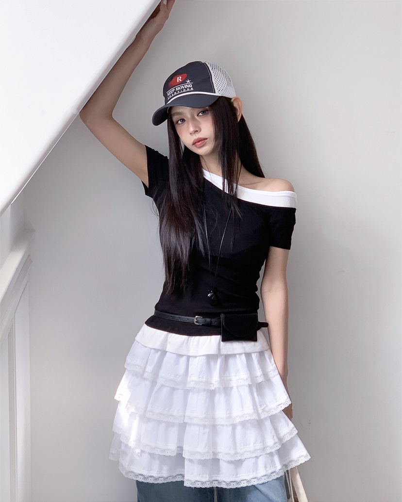 LIVE AID-P韓國東大門代購女士新品26春夏T恤假兩件疊穿LIVE AID-PT恤