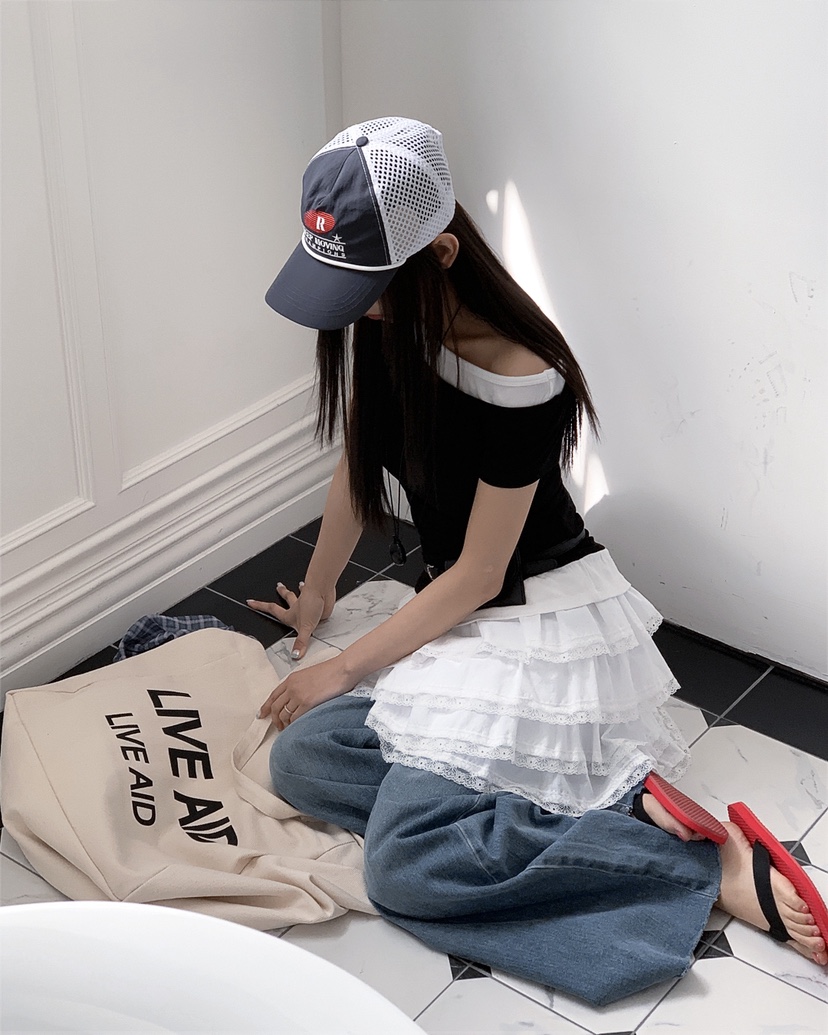 LIVE AID-P韓國東大門代購女士新品26春夏T恤假兩件疊穿LIVE AID-PT恤