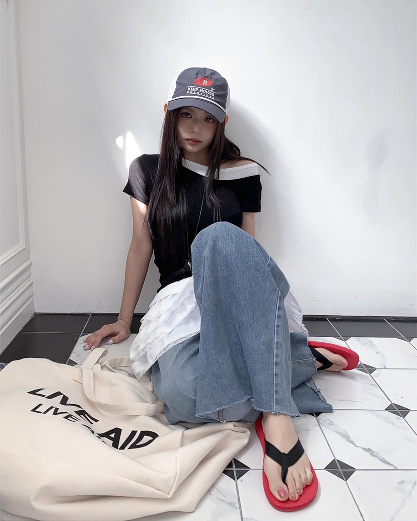 LIVE AID-P韓國東大門代購女士新品26春夏T恤假兩件疊穿LIVE AID-PT恤