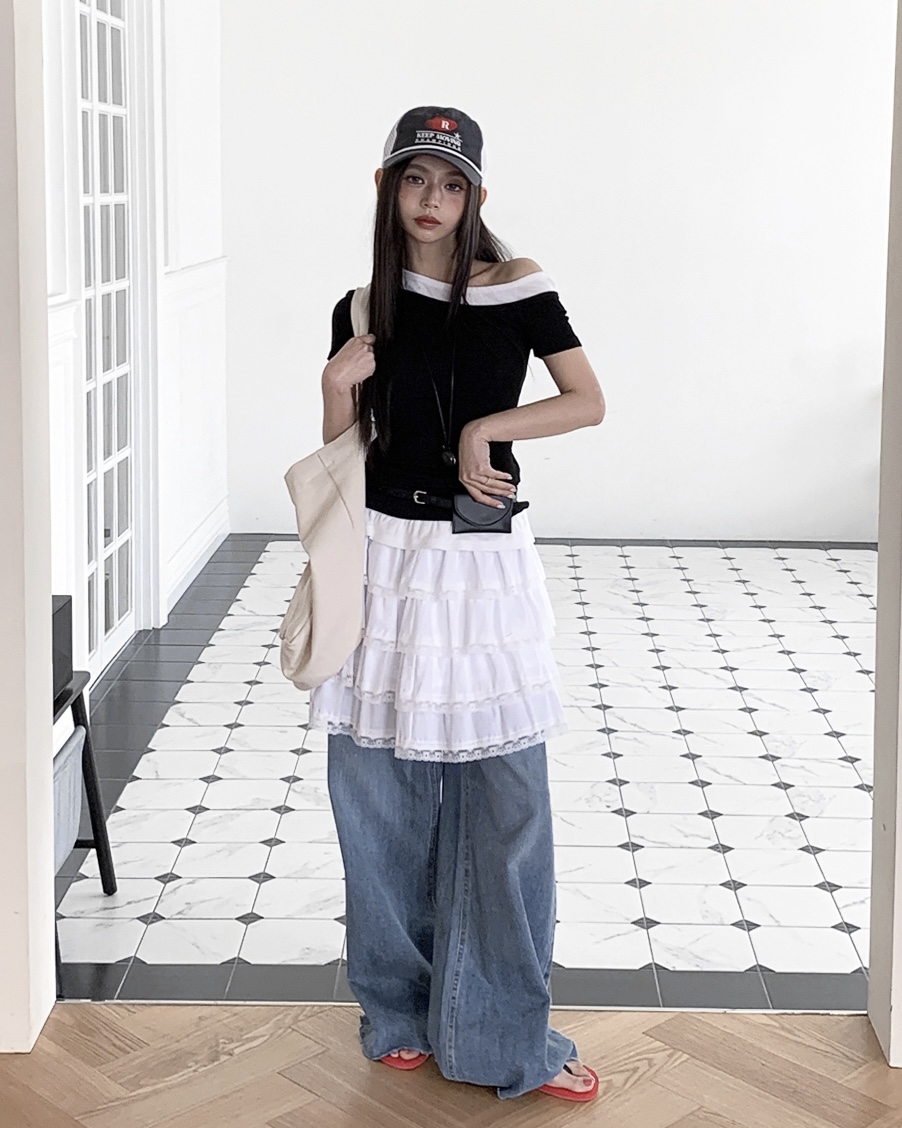 LIVE AID-P韓國東大門代購女士新品26春夏T恤假兩件疊穿LIVE AID-PT恤