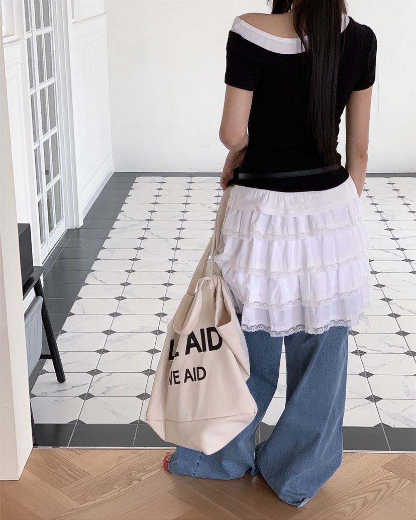 LIVE AID-P韓國東大門代購女士新品26春夏T恤假兩件疊穿LIVE AID-PT恤