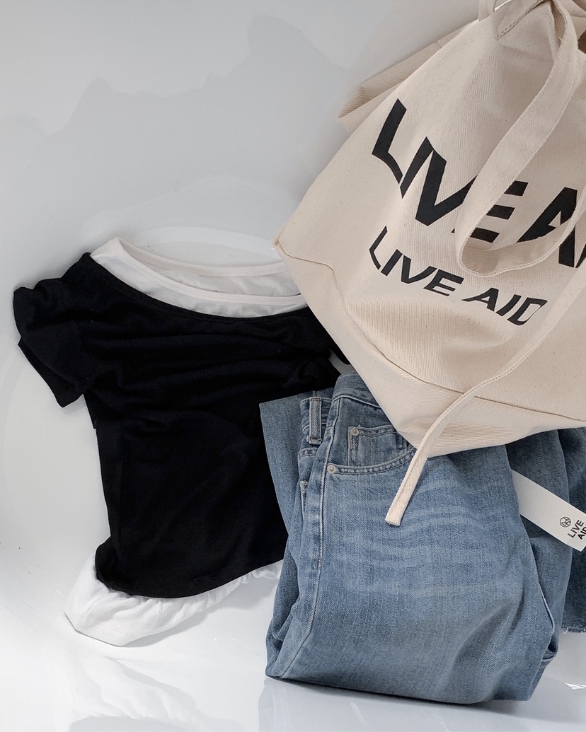 LIVE AID-P韓國東大門代購女士新品26春夏T恤假兩件疊穿LIVE AID-PT恤