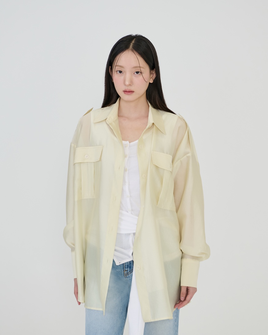 STAGE韓國直郵實拍女士新品26春夏熱賣休閑襯衫蕾絲衫透明STAGE襯衫/蕾絲衫