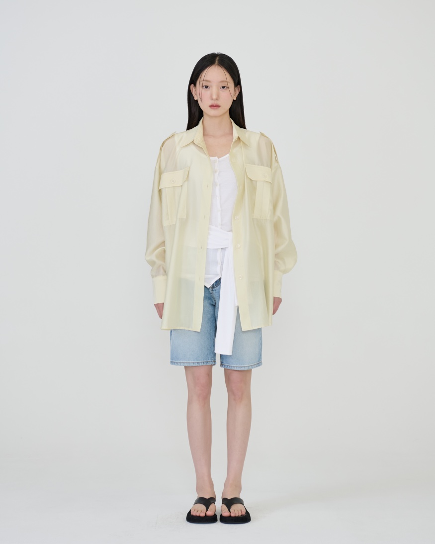 STAGE韓國直郵實拍女士新品26春夏熱賣休閑襯衫蕾絲衫透明STAGE襯衫/蕾絲衫