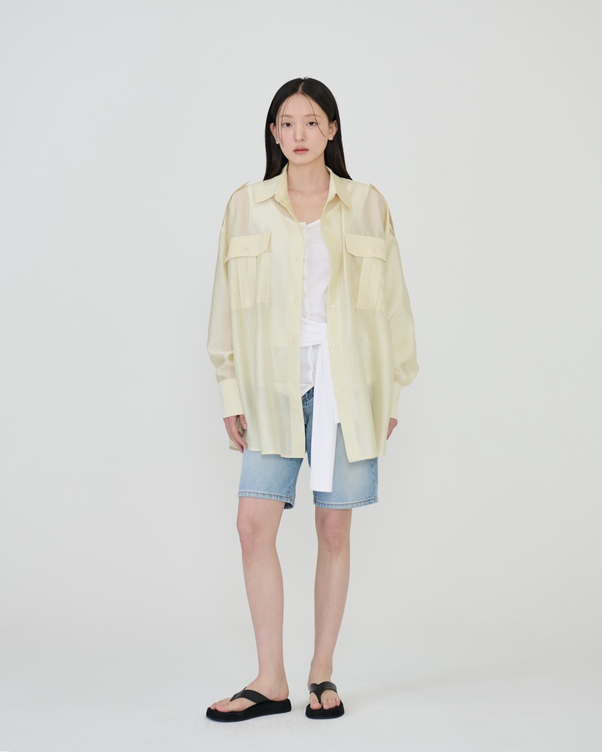 STAGE韓國直郵實拍女士新品26春夏熱賣休閑襯衫蕾絲衫透明STAGE襯衫/蕾絲衫