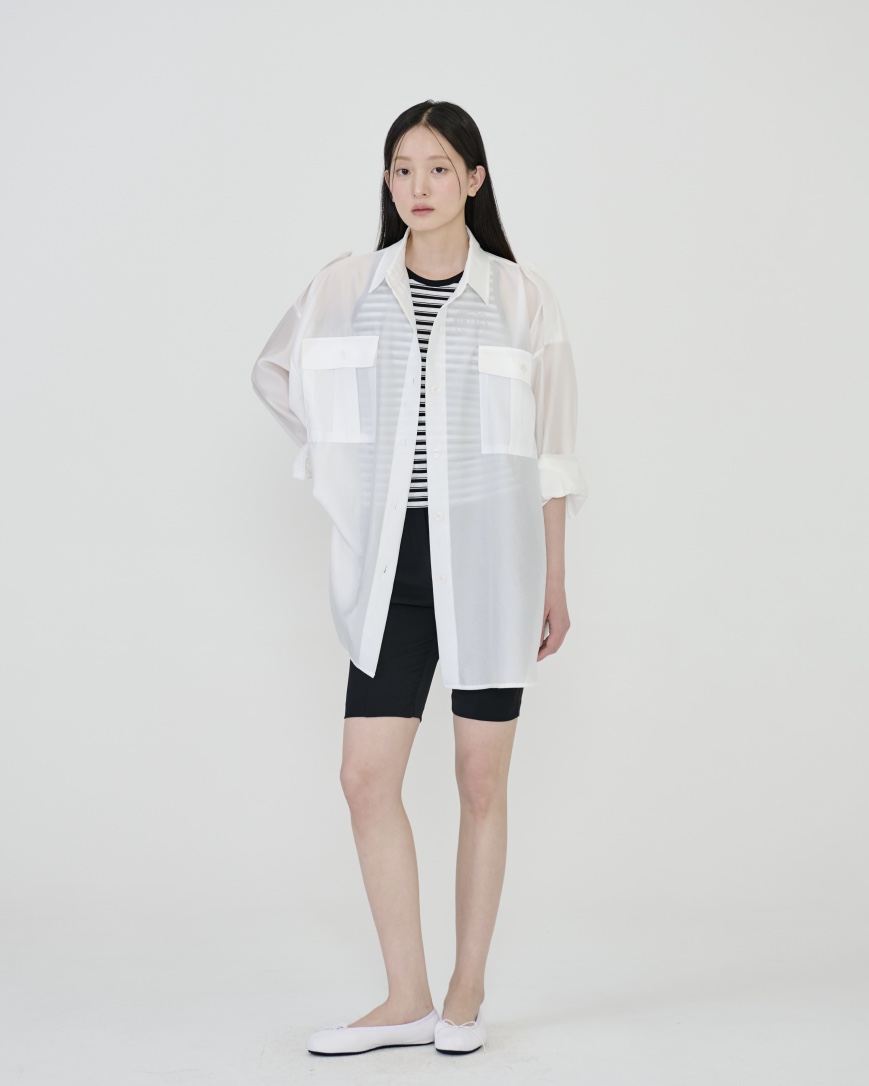 STAGE韓國直郵實拍女士新品26春夏熱賣休閑襯衫蕾絲衫透明STAGE襯衫/蕾絲衫