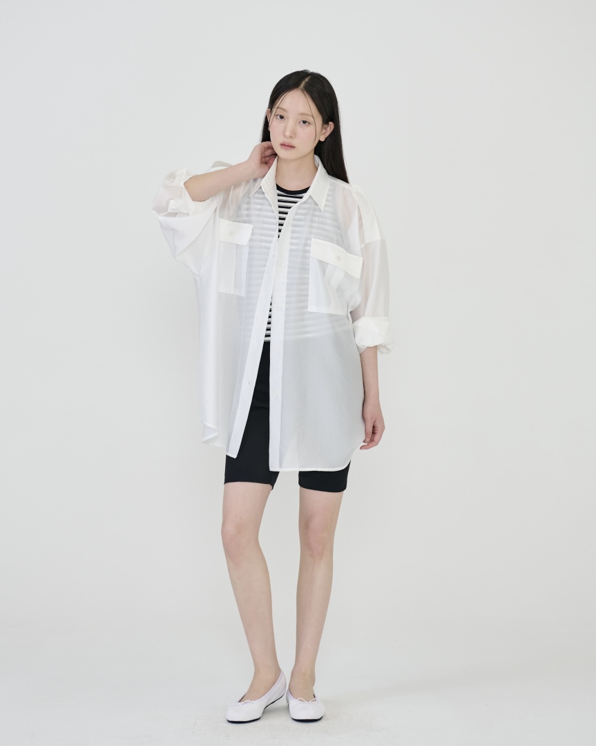 STAGE韓國直郵實拍女士新品26春夏熱賣休閑襯衫蕾絲衫透明STAGE襯衫/蕾絲衫