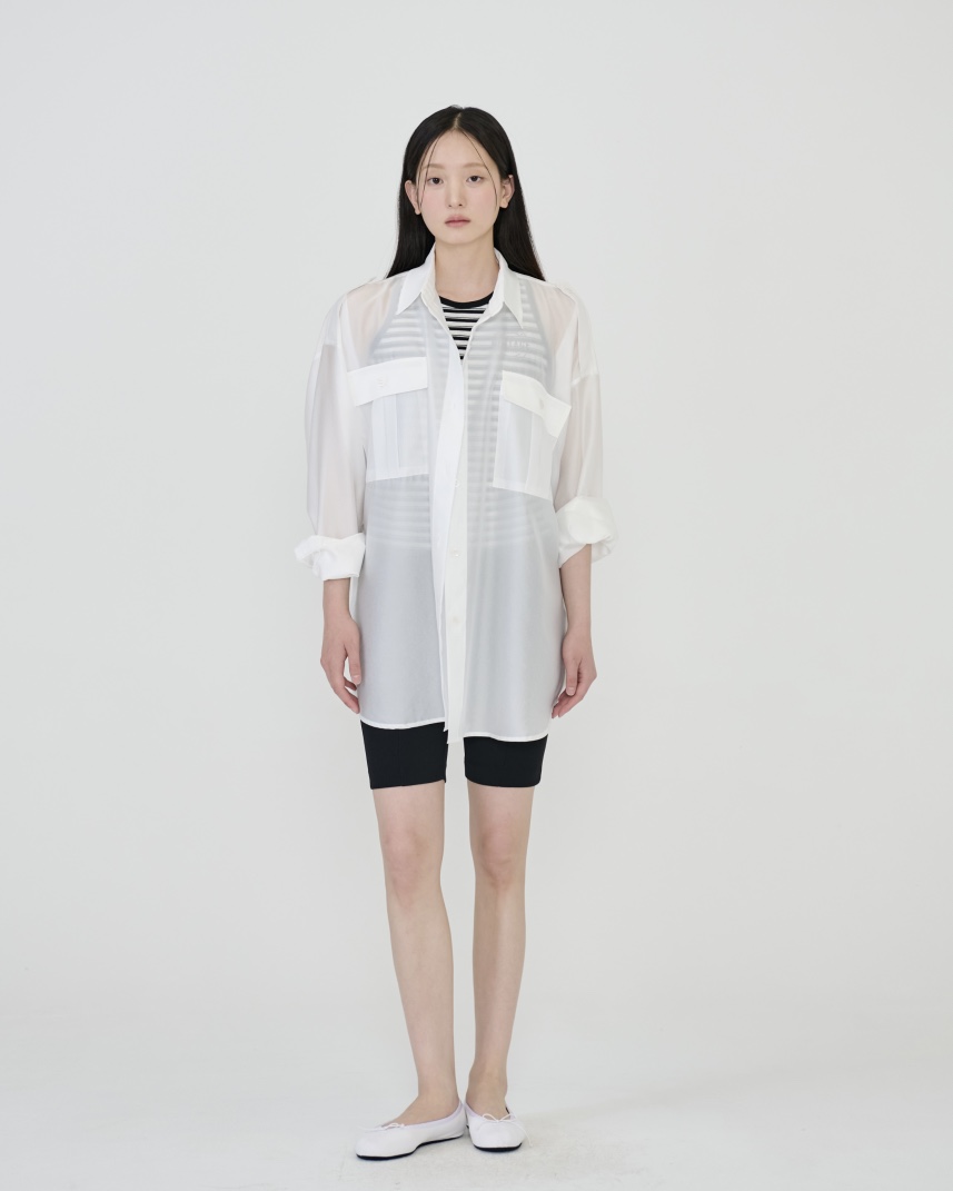 STAGE韓國直郵實拍女士新品26春夏熱賣休閑襯衫蕾絲衫透明STAGE襯衫/蕾絲衫