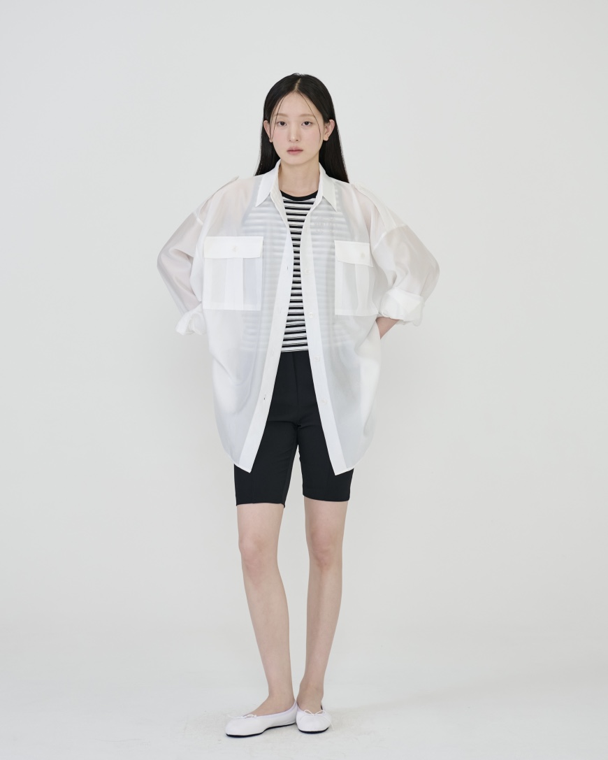 STAGE韓國直郵實拍女士新品26春夏熱賣休閑襯衫蕾絲衫透明STAGE襯衫/蕾絲衫