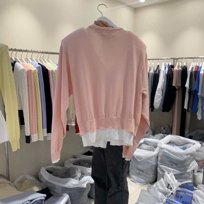 ENDOLPHIN韓國東大門直郵女士新品推薦人氣26春夏針織衫假兩件ENDOLPHIN針織衫