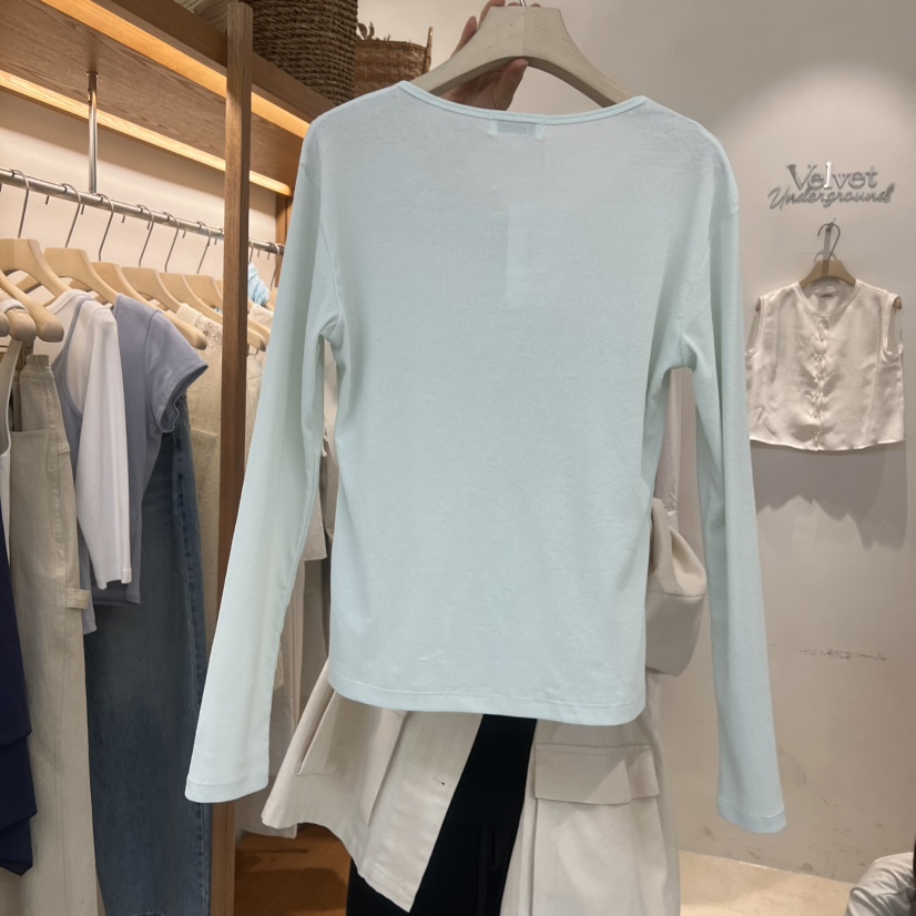 VELVET UNDERGROUND韓國東大門代購女裝新款人氣長袖T恤開衫羅紋VELVET UNDERGROUND長袖T恤