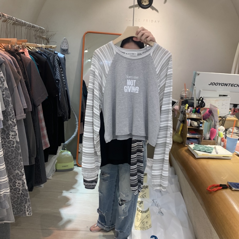 BLACKFRIDAY韓國直郵實拍女裝新款人氣休閑時尚26春夏長袖T恤BLACK FRIDAY長袖T恤圖色2