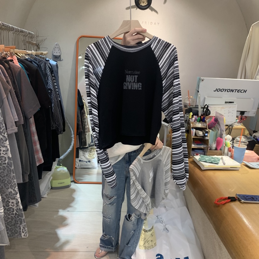 BLACKFRIDAY韓國直郵實拍女裝新款人氣休閑時尚26春夏長袖T恤BLACK FRIDAY長袖T恤圖色3