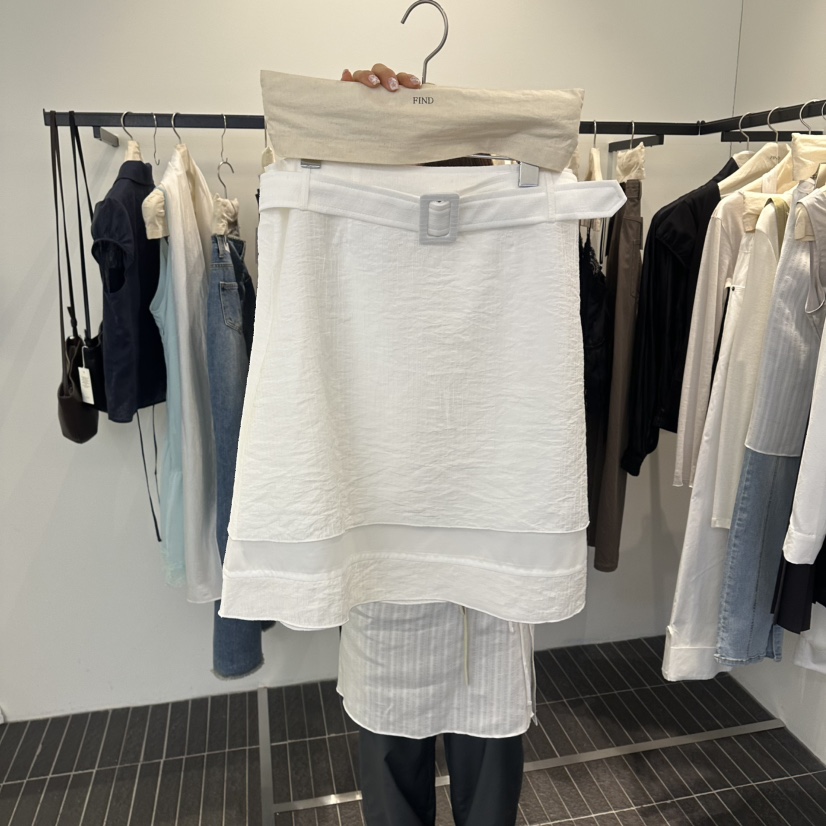 FIND-P韓國代購女裝新款推薦26春夏人氣半身裙中短裙含腰帶FIND-P半身裙/中短裙圖色1