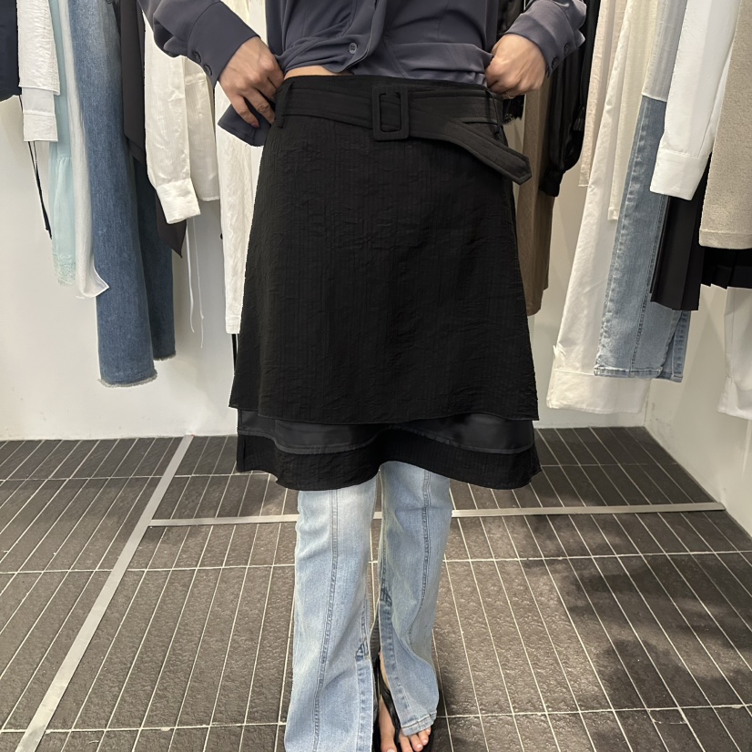 FIND-P韓國代購女裝新款推薦26春夏人氣半身裙中短裙含腰帶FIND-P半身裙/中短裙圖色2