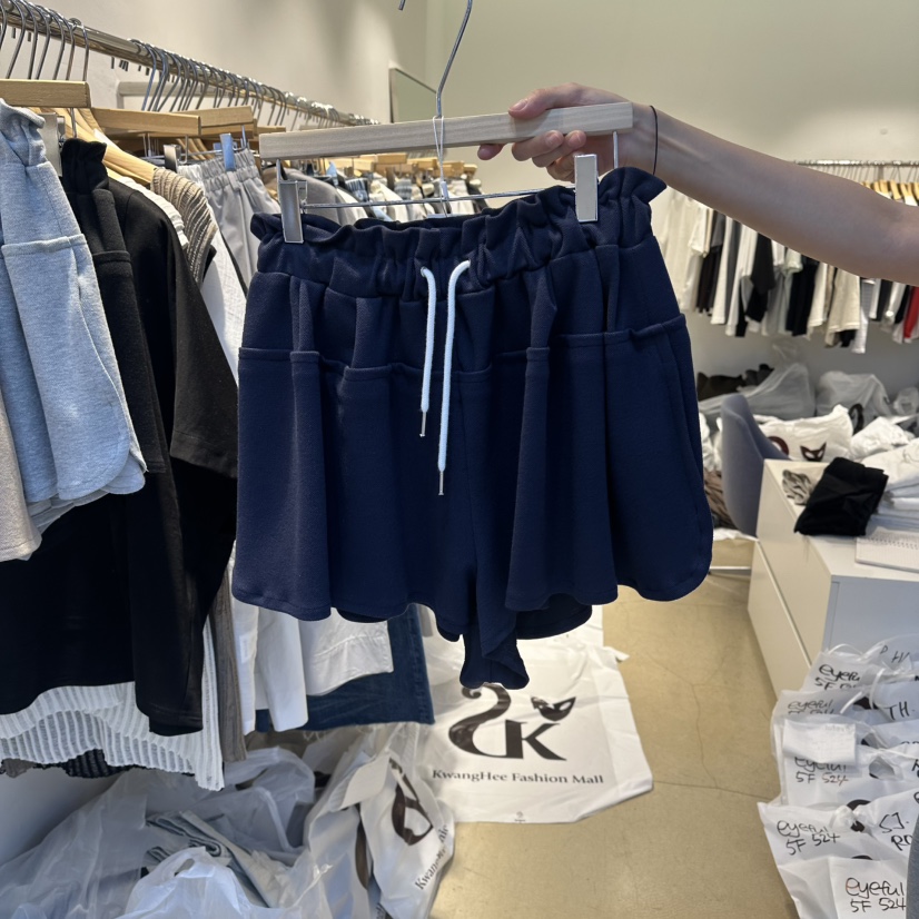 EYEFUL-Q韓國東大門直郵女裝新款時尚26春夏休閑熱賣短褲eyeful短褲圖色3深藍色