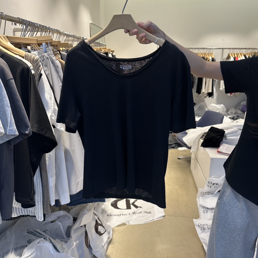 EYEFUL-Q韓國代購女士新款熱賣職業休閑人氣時尚T恤雙領eyefulT恤圖色5