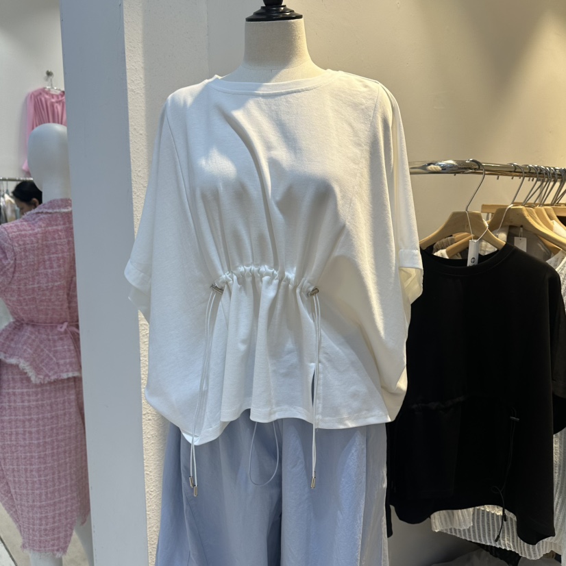 EYEFUL-Q韓國直郵女裝新款人氣休閑職業26春夏時尚T恤褶皺eyefulT恤圖色1