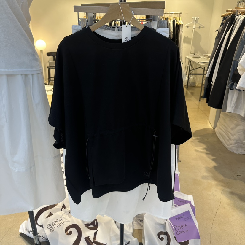 EYEFUL-Q韓國直郵女裝新款人氣休閑職業26春夏時尚T恤褶皺eyefulT恤圖色2