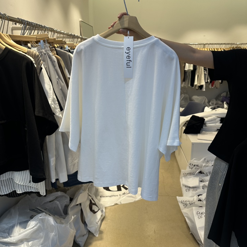 EYEFUL-Q韓國東大門直郵女士新款時尚休閑推薦職業T恤褶裥eyefulT恤