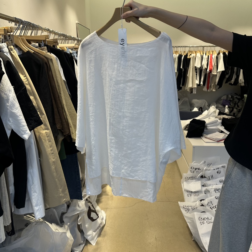 EYEFUL-Q韓國東大門代購女士新款人氣推薦襯衫蕾絲衫亞麻eyeful襯衫/蕾絲衫圖色1