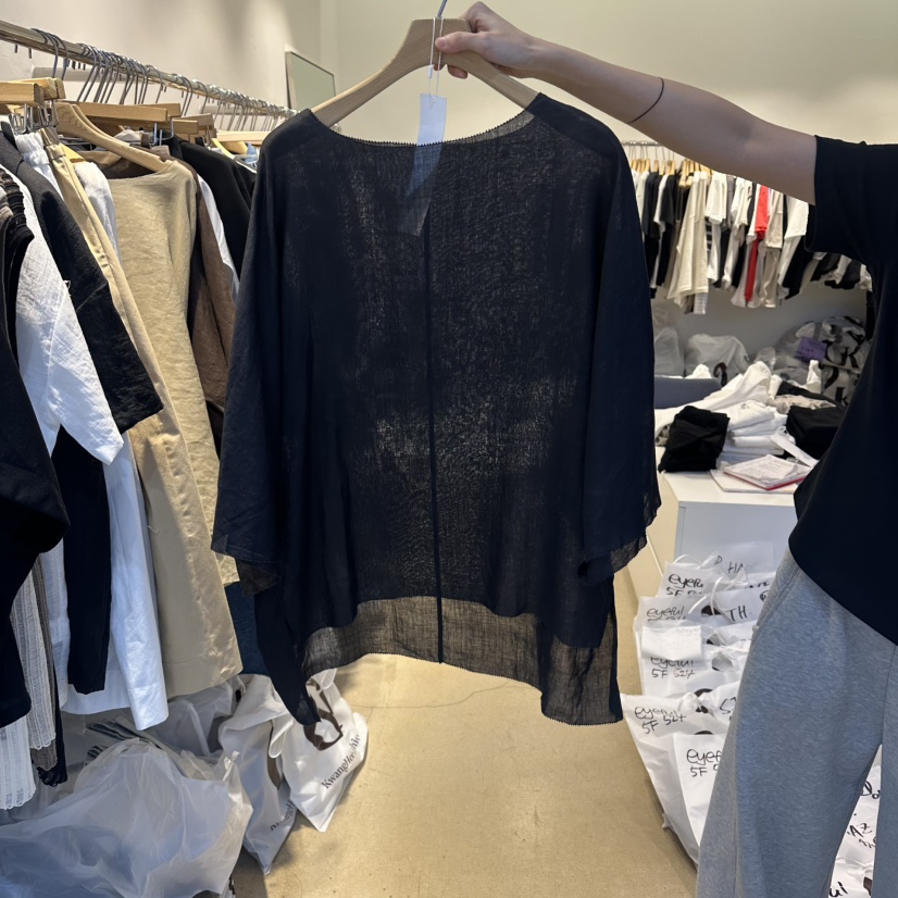 EYEFUL-Q韓國東大門代購女士新款人氣推薦襯衫蕾絲衫亞麻eyeful襯衫/蕾絲衫圖色4黑色