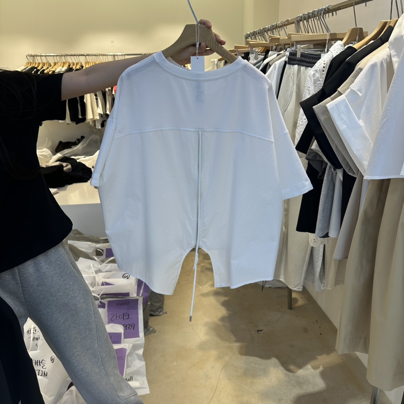 EYEFUL-Q韓國東大門代購女裝新款休閑26春夏職業T恤拉鏈eyefulT恤