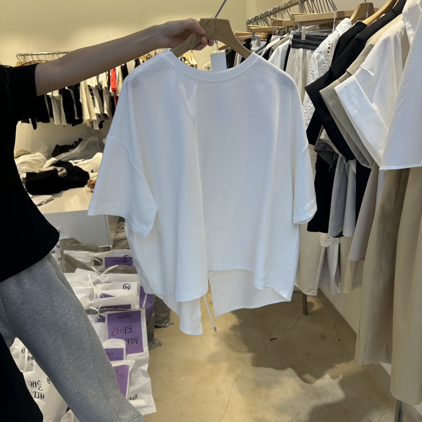 EYEFUL-Q韓國東大門代購女裝新款休閑26春夏職業T恤拉鏈eyefulT恤圖色1