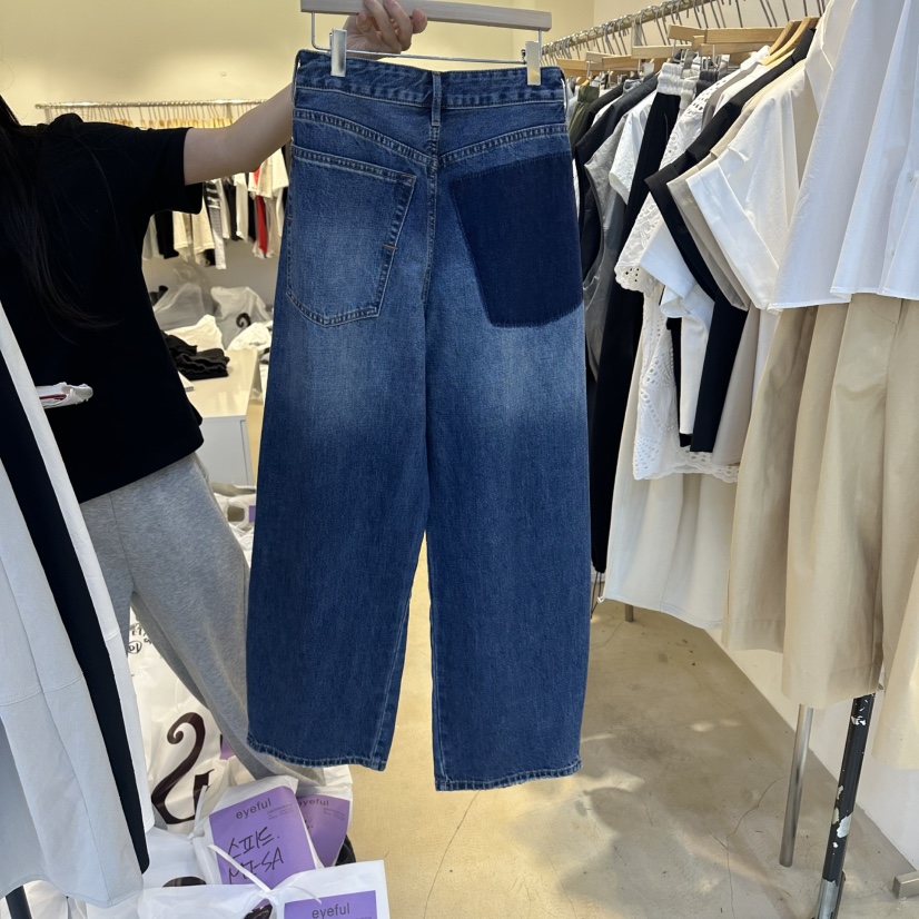 EYEFUL-Q韓國代購女裝新款職業時尚熱賣人氣休閑牛仔褲口袋eyeful牛仔褲