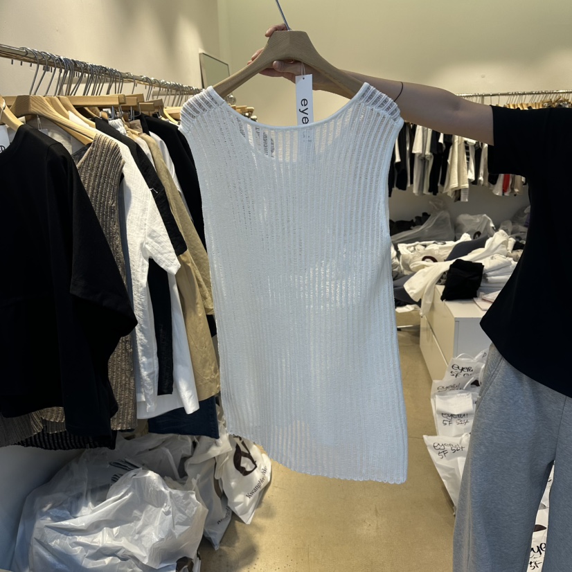 EYEFUL-Q韓國直郵女裝新款人氣時尚熱賣吊帶背心亞麻羅紋eyeful吊帶/背心