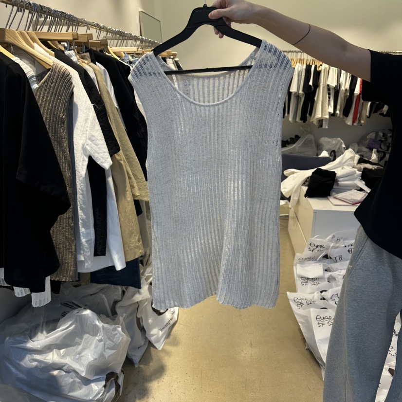 EYEFUL-Q韓國直郵女裝新款人氣時尚熱賣吊帶背心亞麻羅紋eyeful吊帶/背心圖色2