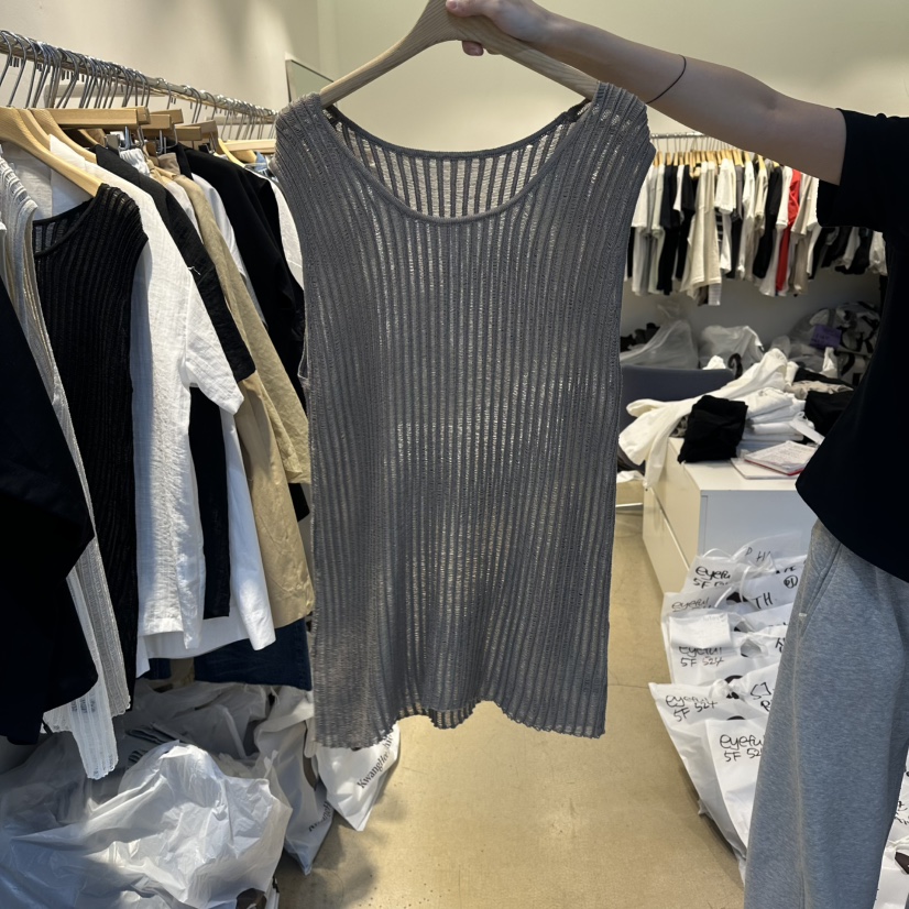 EYEFUL-Q韓國直郵女裝新款人氣時尚熱賣吊帶背心亞麻羅紋eyeful吊帶/背心圖色3