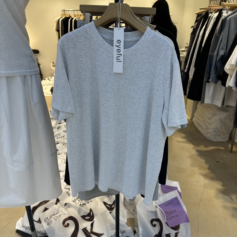 EYEFUL-Q韓國東大門代購女裝新品熱賣休閑26春夏T恤亞麻eyefulT恤圖色2