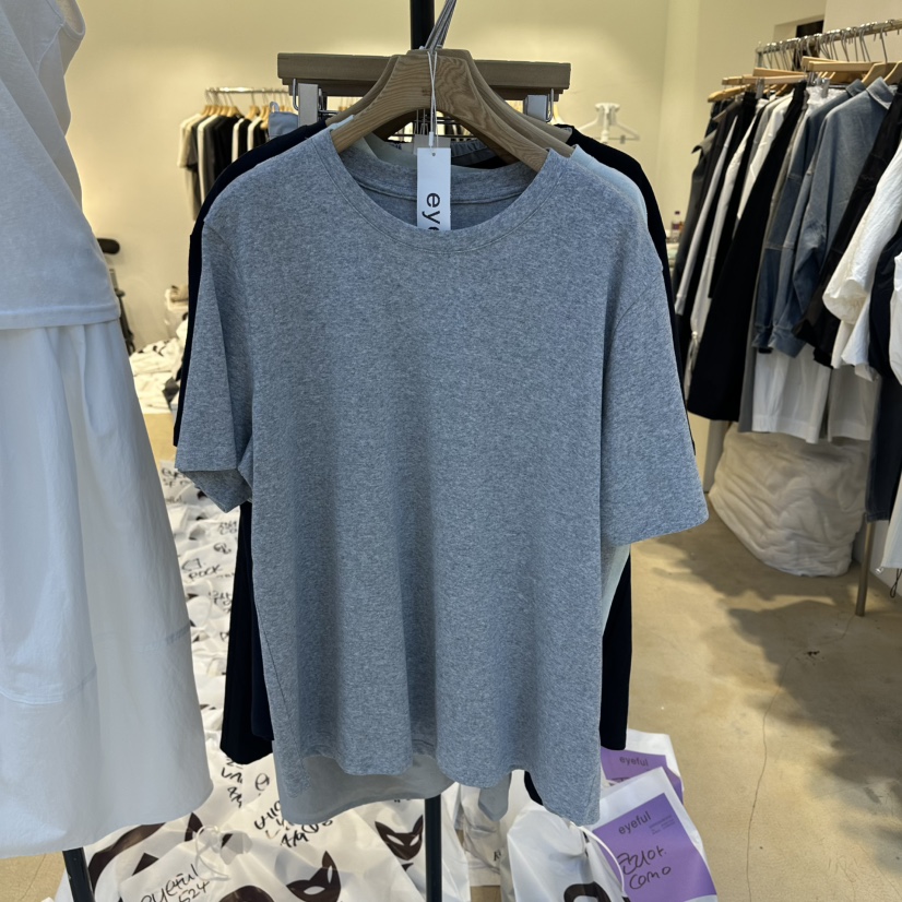 EYEFUL-Q韓國東大門代購女裝新品熱賣休閑26春夏T恤亞麻eyefulT恤圖色3